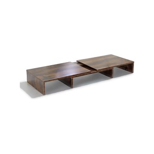 Topika - Monitor Stand Riser for 2 Screens, Adjustable Wooden Laptop Shelf