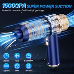 Topika Car Vacuum Cleaner Cordless, 16000Pa Suction, 2-in-1 Blower Function