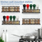 Kitchen Holder Spice Organizer Rack Wall Mounted 4-Piece Set - Black