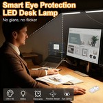Topika Dual-Head LED Desk Lamp Eye-Care Clamp Light with Flexible Gooseneck