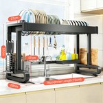 Topika Over The Sink Dish Drying Rack & Thickened Carbon Steel Support