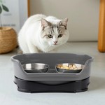 Topika Stainless Steel Double Bowls for Dogs & Cats, Non-Slip Tray