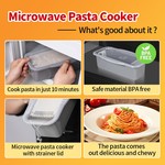 TopikaHome - Microwave Pasta Cooker with Strainer Lid and Cooking Guide
