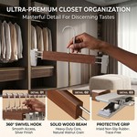 Topika - Wood Hangers For Clothes, 10-Piece Pants Hangers With Metal Clips
