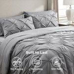 Topika 5-Piece Twist Pinch Pleat Duvet Cover Set - Beige or Grey