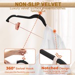 TopikaHome - 20/10Pack Velvet Clothes Hangers with Clips,Non-Slip,360 Hook
