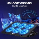 Topika - Gaming Laptop Cooling Stand with 6 Fans, Dual USB, Metal Support