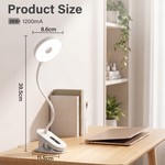 Topika Clip-On Desk Lamp, Rechargeable LED Bedside Lamp With Touch Control