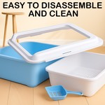 Topika Cat Litter Box with Scoop, Top Open, Easy Clean | Blue
