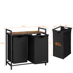Topika 135L Laundry Sorter with Removable 2 or 3 Hampers, Rolling