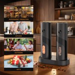 Topika - Electric Salt And Pepper Grinder Set,Rechargeable 2 Pcs With Base
