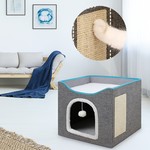 TopikaPet - Foldable Cat Bed with Scratch Pad & Toy, Cozy Indoor Cat House