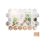 Topika 32piece Hexagon Mirror Wall Stickers, Acrylic Peel& Stick Home Decor