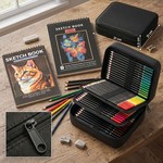 Topika 120 Colouring Pencils Set, 2 Sketchbooks, Oil-Based Drawing Art Set