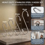 Topika - S Hooks For Hanging 40pcs, Stainless Steel Mixed Sizes