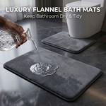 Topika - Bathroom Mat Set 3 Pcs, Non-Slip Plush Memory Foam Bath Rugs