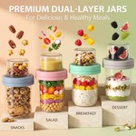 Topika Glass Jars With Lids & Spoon For Overnight Oats, 4 Piece Mason Jars