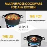 Topika 4.7L Enamel Cast Iron Dutch Oven, 2-in-1 Design with Frying Pan Lid