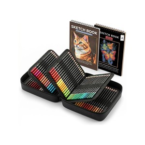 Topika 120 Colouring Pencils Set, 2 Sketchbooks, Oil-Based Drawing Art Set