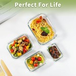 Topika 8pcs Borosilicate Glass Food Storage Containers With Airtight Lids