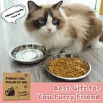 Topika Non-Slip Stainless Steel Cat Food Bowls Whisker Friendly