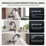 Topika - Wall Mount Kitchen Faucet, Gun Grey 360 Swivel Hot And Cold Tap
