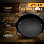 Topika Cast Iron Frying Pan 30CM, Helper Handle, Need Pre Seasoned Skillet