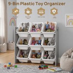 Topika Toy Storage Organiser 3-Tier 9 Bins Kids Toy Rack for Playroom