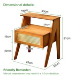 Topika Side Table Nightstand Bedside Table with Drawer, Bamboo Rattan Look