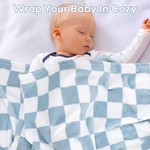Topika Blue Fluffy Checkered Baby Blanket, Soft Fleece Infant 100x150cm 1pc