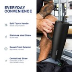 Topika - Leakproof Tumbler With Handle And Straw, 1200ml Car Cup, Black