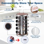 Topika - 20-Jar Rotating Spice Rack with Labels, Stainless Steel