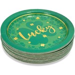 48 Pack Green Paper Party Plates for St. Patrick's Day (22.8cm)