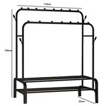 Topika-Double Rod Garment Rack with Double Shelves, Metal Clothing Storage
