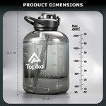 Topika Water Bottle with Straw 2600ml Large Capacity BPA-Free Sports Bottle