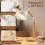 Topika - Wooden Desk Lamp, Screw Socket Table Lamp With Metal Shade