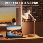 Topika - Wooden Desk Lamp, Screw Socket Table Lamp With Metal Shade