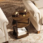 Topika - Narrow Side Table With 3-Tier Storage, Dark Brown, Oval Design