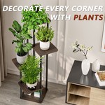 Topika - Indoor Plant Stand, 5/6 Tier Metal Wood Plant Display Shelf