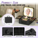 Topika Travel Makeup Bag with LED Mirror, Hard Case & Dividers