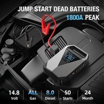 Topika 4-In-1 Car Battery Jump Starter With Air Compressor, 1800A Peak, 12V