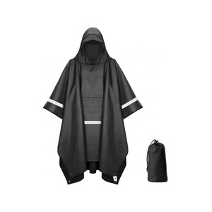 Topika - Rain Coat Poncho, Rain Jacket, Mens Rains Coats, Reflective Black