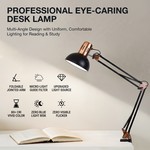 Topika LED Clamp Desk Lamp, Long Arm Foldable Metal Table Lamp For Reading