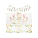 Topika-146 Piece Bridal Wedding Tableware with Paper Plates Cup Napkins Banner