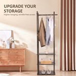 Topika - Wood Garment Rack Clothes Stand With 3 Shelves & Smooth Castors