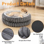 Topika Round Donut Cat Bed, Dog Bed, Washable Plush Calming Pet Bed