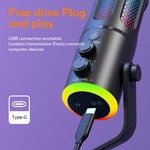 Topika Round USB Gaming Microphone With Stand, PC Streaming Mic & RGB Light