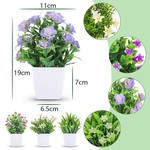 TopikaHome - 4 Artificial Potted Flowers, Small Faux Plants for Home Decor