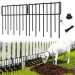 Topika Garden Animal Fence Barrier, No-Dig Metal Fence Panels 10pack
