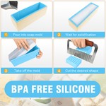 Topika - 7 In 1 Soap Box Kit, Silicone Wooden Soap Molds, Soap Loaf Mould